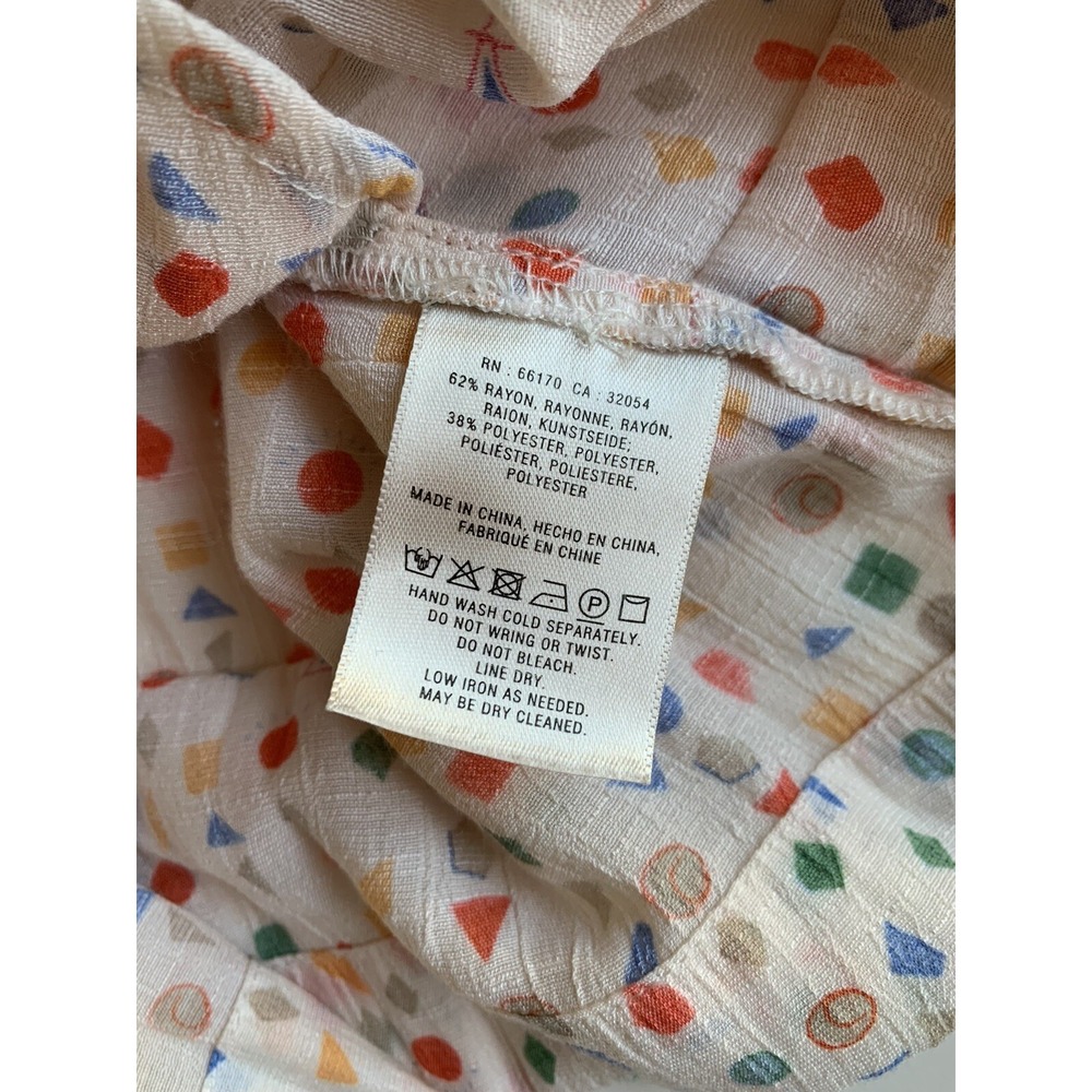 Maeve Womens Shirt Small Boho Tiered Geometric Cottage Button Up Tunic Peasant - Picture 7 of 8